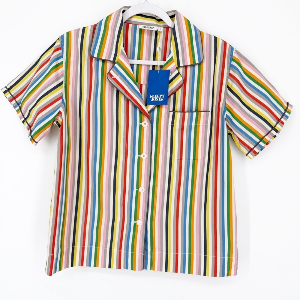 Nwt Sleepy Jones Corita Pajama Top Color Wheel Stripe Size Small — image 7 of 7